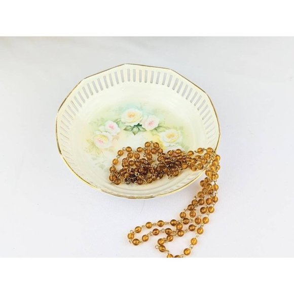 Antique 1890s Porcelain Openwork Vanity Dish Lattice Reticulated Porcelain Bowl - Picture 3 of 10